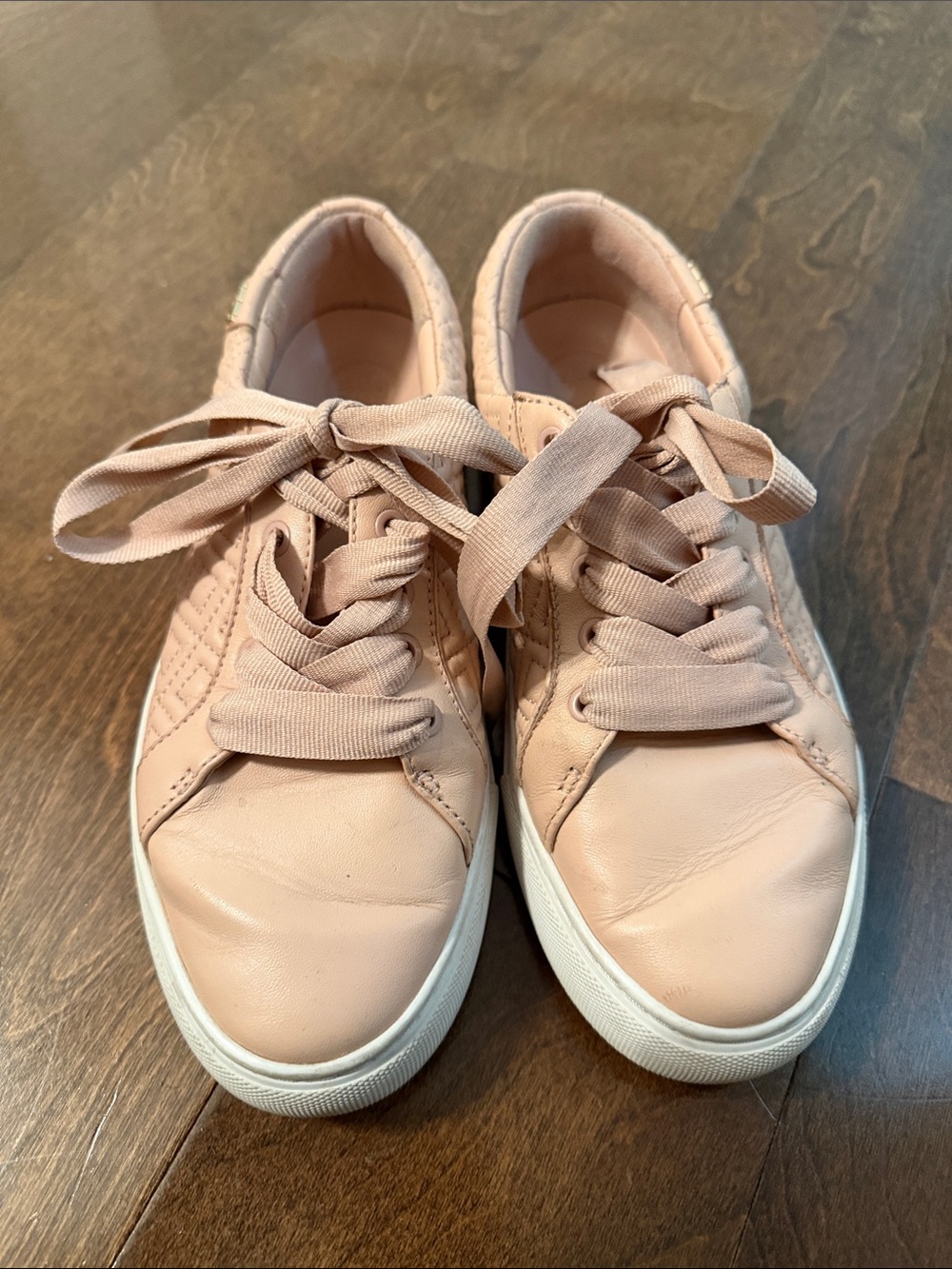 Tory Burch Blush Pink Quilted Lace-Up Sneakers